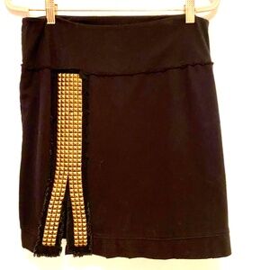 Free People soft black mini skirt pull up comfy with metallic detailing w tags M